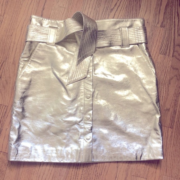 Gorgeous Ba&sh Gold Leather Pomy Doré skirt - Picture 7 of 15